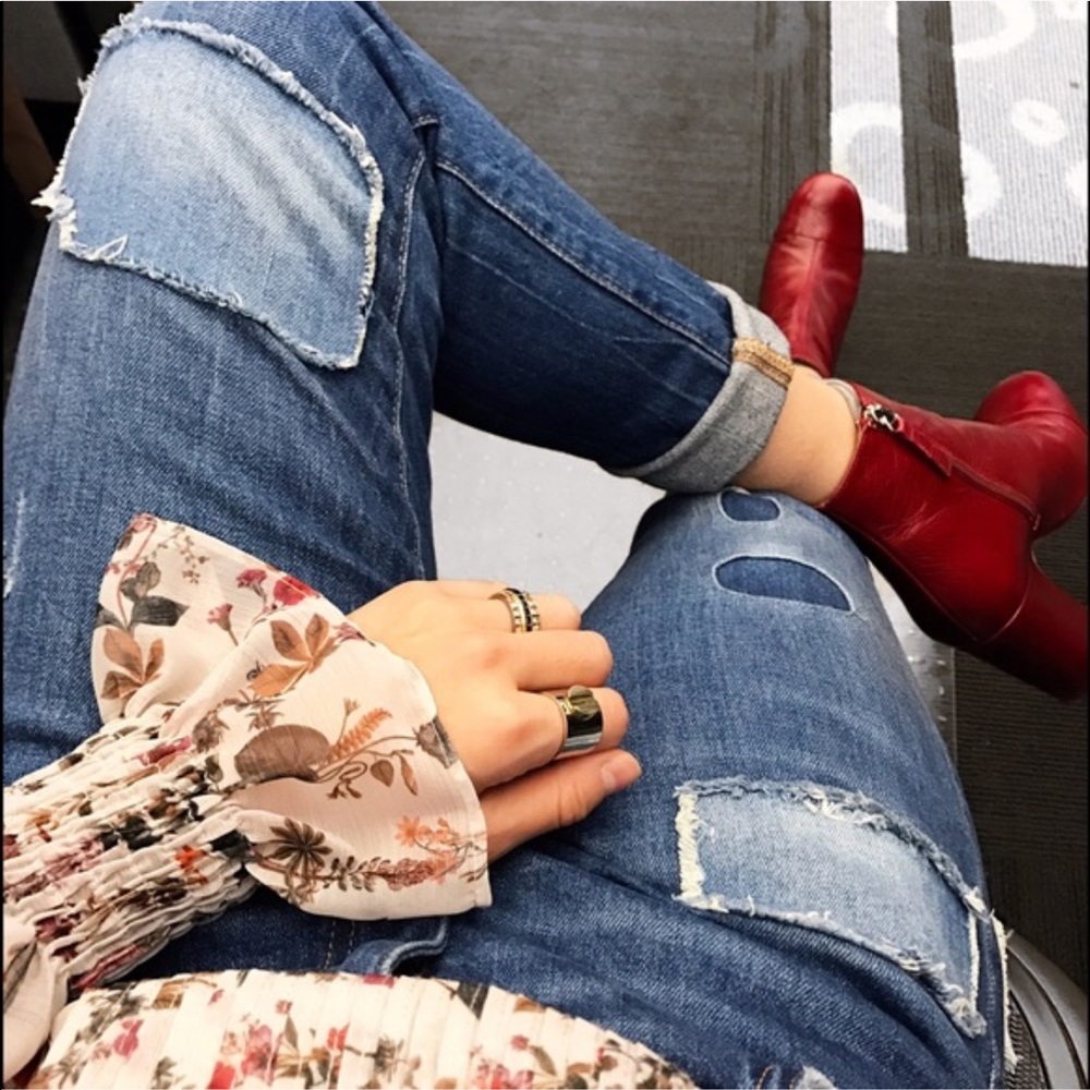 Zara Girlfriend Patch Jeans